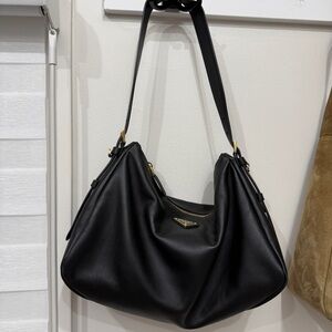 Prada Aime- medium Black Leather Hobo Bag